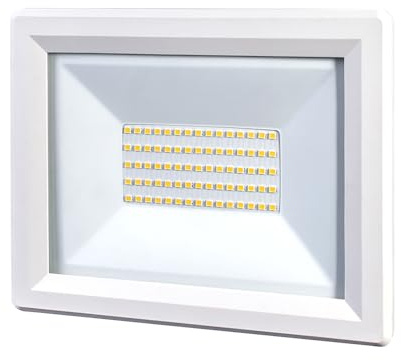 TIBELEC, Projecteur LED 50W / 5500 Lumens, Indice de Protection IP65, Pour l'Eclairage Extérieur, Avec Connecteur Rapide Intégré, Solution d'éclairage extérieur efficace, Blanc