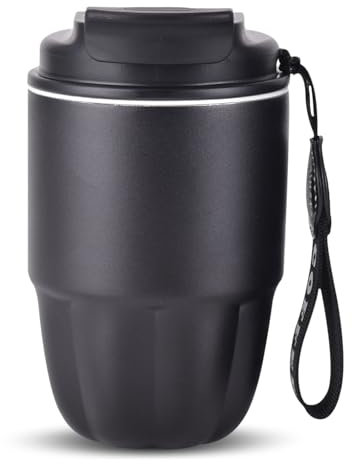 FYting Travel Mug,Coffee Cup,320ml Travel Mugs for Hot Drinks,Mini Insulated Coffee Mug,Stainless Steel Liner + Double Drinking Spout, Leak-Proof, for Christmas and Birthday Gifts (Black)