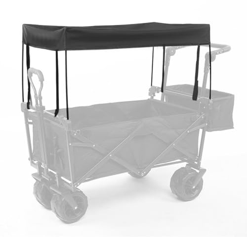 Alanmoship Trolley-Dach Markise Für Bollerwagen Faltbare Baldachin, Sonnenschutz Mit Gestänge Und Seitenwänden Für Trolley, Wagen Für Camping, Picknick, Angeln, Schwarz