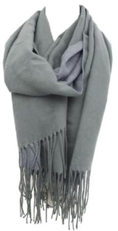Antonio Zweifarbiger Damen-Schal aus Cashmere 180 x 63 cm mit Fransen Doppelseitig Warm Winter Weicher hochwertiger Scarf Kopftücher für abendkleid (Petrol Oliv)