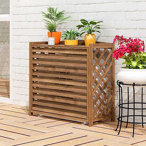 Couvre Climatiseur Bois Marron Cache Climatiseur Extérieur Bois Cache Pompe A Chaleur Extérieur Bois Cache Clim Bois Support Cache Climatiseur Exterieur Résistance Aux Masquer Conditioner(L)