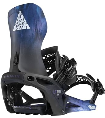 Nidecker LT Supermatic Snowboard Bindings – Automatic Dual-Entry Binding with Heel Pedal & Universal Fit - L - Bio Black