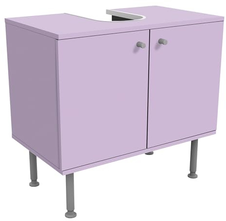 micasia Waschbeckenunterschrank 2 Türen Motiv höhenverstellbar mit Füßen - 60er Breite - originell Unifarben Unterschrank violett Bad Gäste WC Möbel mit Motiv 1861