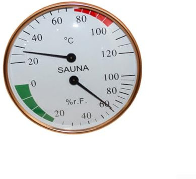 Sophisticated Measuring Instrument Wall Mounted Sauna Thermometer & Hygrometer Set Made of Metal