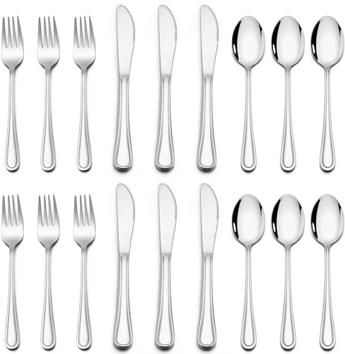 Joyfair Stainless Steel Kids Cutlery Set Medium Children Flatware Set of 18 | Food Grade Material, Durable & Sturdy, Smooth Edge, Adult-Look, Proper Size, Multi-Purpose, Mirror Polished, Dishwasher Safe