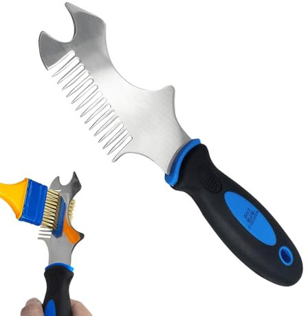 Wuyooprt Cepillo limpiador de rodillo de pintura, cepillo de limpieza de rodillo de pintura de acero inoxidable, equipo limpiador de pintura para el hogar, reparación de revestimientos, masilla