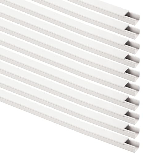 20 metri Canalina passacavi 22x10mm, 10 barre da 2 mt, bianco, mini canala, minicanalina, condotto passacavi, in plastica PVC, per cavi, fili elettrici, fissaggio a parete, coperchio frontale