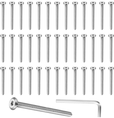 XxinXrong 40 Stück M6 Schrauben Set, Flachkopfschrauben M6x60MM, Möbelschrauben mit Innensechskant Flachkopfschrauben, Zylinderschrauben Zylinderkopfschrauben, für Möbel Betten Stühle