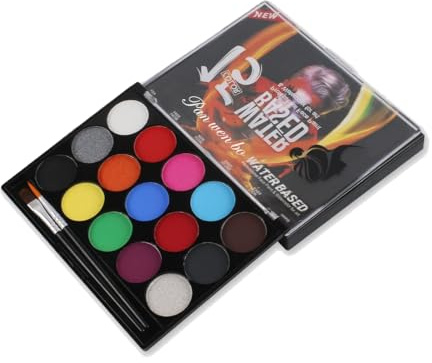 Peinture Corporelle pour Le Visage, Palette de Maquillage pour Enfants, 15 Couleurs Palette de Tatouage de Peinture à I'huile, Sûr, Non Toxique, Pour Halloween, Noël, Carnaval, Soirées à Thème