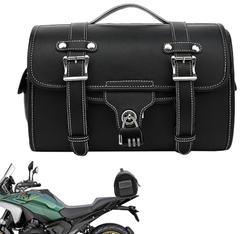 Retro Motorcycle Tail Bags - Rear Seat Pillion Bag, Long Rides Touring | Waterproof Rainproof All Weather Riding Protection, Expandable Main Compartment for Extra Storage Space for Fit Mo