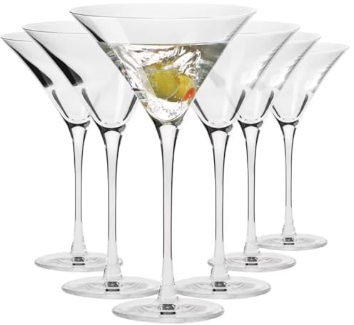 KROSNO Verres à Martini Lot de 6, 250 ml, Collection Divine | Verres à cocktail, boire, manhattan, cosmopolitan, hugo, Cristal sans plomb, Compatibles lave-vaisselle, Idée cadeau