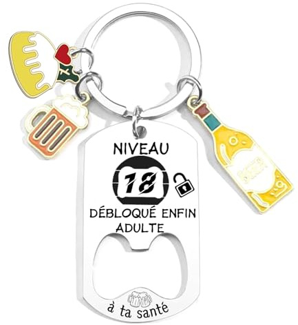 JRZDFXS Porte-Clés pour 18 Anniversaire,18 ans Cadeau Décapsuleur Personnalisé - Porte-clés Anniversaire 18 ans Garcon Idée Cadeau 18 Homme et Femme Porte-clés Original Homme