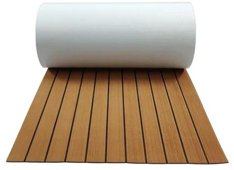 DSFIHJO Pavimentazione per Barche 600x2400x5mm Eva Foam Faux Teak Boat Decking Mat Brown Deck Sheet Yacht Flooring Anti Skid Self Adhesive Vehicle Pad Adesivo(Brown-Black Accents)