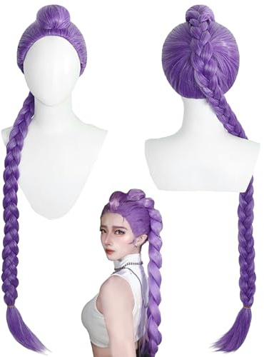 WENAUANG Peluca larga de Rumi morada con trenzas, peluca trenzada, pelucas de disfraz de anime para cosplay para niños, accesorios de disfraz de Halloween, accesorios para cosplay (lila uno)