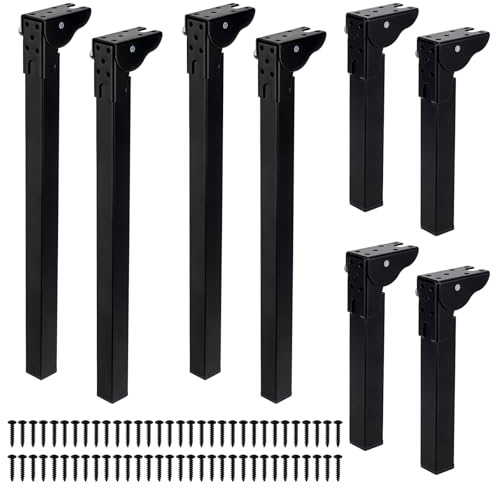 INTERWARM 8 Stück 41cm Klapptischbeine Klappbare Tischbeine Aus Metall Mit Schrauben 2 Größe Möbelfüße Je Größe/4 Stück Für Sofa Bürotisch Zweisitzer Kommode (Schwarz)