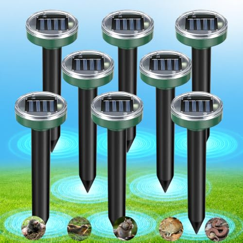 Lot de 8 Répulsifs Solaires Anti-Taupes,Detaupeur Ultrason Étanche IP65 Extérieur,Répulsif Contre Les Taupes,Efficace Contre Les Contre Taupes, Campagnols, Serpents etpour Jardin Cour