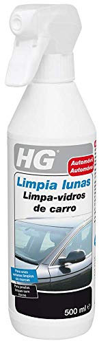 HG Limpia Lunas, Limpiador de Ventanas de Coche, Producto Profesional Limpia Parabrisas, Ventanas y Espejos, Spray Limpiador para Cristal y Vidrio, Interior y Exterior - 500ml