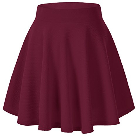 Urban CoCo Mini Jupe Patineuse évasée Polyvalente et Extensible pour Femme - Bordeaux, Rouge Bordeaux, S