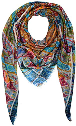 Lorenzo Cana - XXL Herren Tuch 50% Kaschmir 50% Seide aufwändig mehrfarbig bedruckt 140 x 140 Pashmina Umschlagtuch Schaltuch Schal Stola bunt 7839411