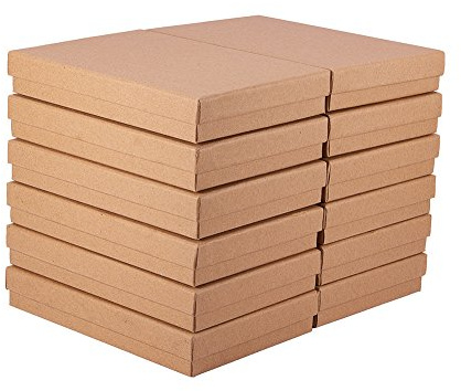 BENECREAT 12 Pack Scatole di Cartone Kraft per Collana 18x12.5x3cm Grande Scatola Regalo Rettangolare Bracciale e Orecchini Perfetto per Compleanni Matrimonio Festival San Valentine's Day