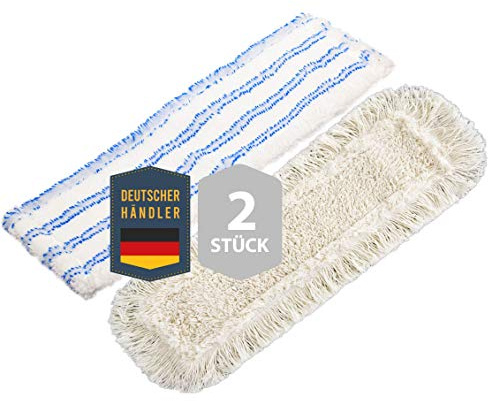 Wischmoppbezug Ersatzbezug Doppelpack Set für 40 cm Wischmopp Klapphalter | MADE IN EUROPE, Bodenwischer Mopp für Öle Microfaser & Baumwolle Bodenbeläge wie Laminat Echtholzböden, Dielen, Fliesen Tuch