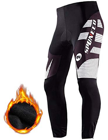 sponeed Herren Fahrradhose Shorts Reithose Fleece Fahrradstrumpfhose Winddicht US S Weiß Multi