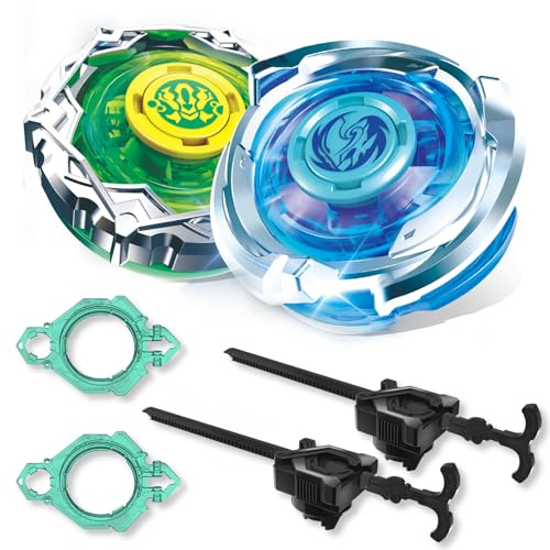 INFINITY NADO S7 2 Rack Lanzadores – 2 Peonzas Metal Azul/Verde 5+ | 2 lanzadores rack, 2 peonzas metal. Tipos Equilibrado y Resistencia. Giro derecha. Fácil manejo. 5+. Regalo