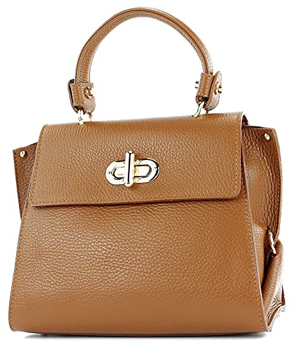 modamoda de T182 Damen Leder Henkeltasche Schultertasche, handmade in Italy
