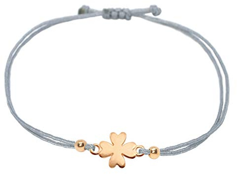 Selfmade Jewelry Armband Damen Kleeblatt Roségold Handgemachter Glücksbringer mit Klee Größenverstellbar Inkl. Geschenk-Verpackung