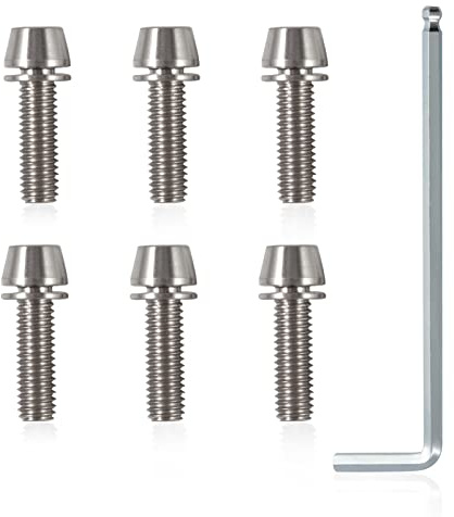 SPEEDWOX 6 Stück Inbus-Sechskantschrauben mit Sechskantschlüssel, Titan M6 x 20 mm mit Unterlegscheibe, MTB, Rennrad, Mountainbike, Fahrrad, Vorbauschraube, Titan, für MTB, Fahrrad, Vorbau