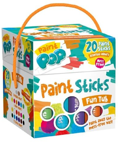 Paint Pop Fun Tub Assorted 20 Pack - Kids Paint Sticks Storage Tub Set