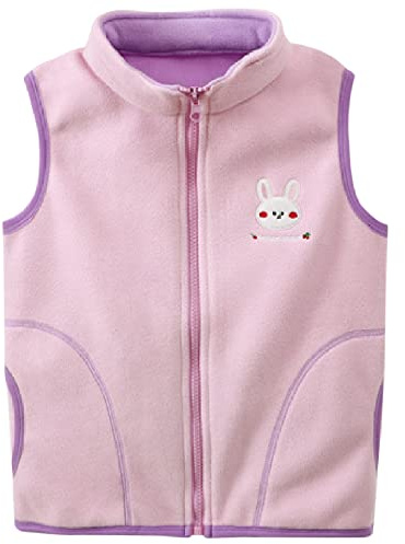 ANIMQUE Baby Kinder Fleeceweste Jungen Mädchen Polar Fleece Weste Stehkragen Reißverschluss Ärmellose Kinderjacke Cartoon Muster