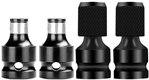 Housoutil 4-Teilige Bohrstecknuss-Adapter Schlagschrauber-Adapter Bohrzubehör Aufsätze 1/2-Zoll-Vierkantantrieb Auf 1/4-Zoll-Innensechskant