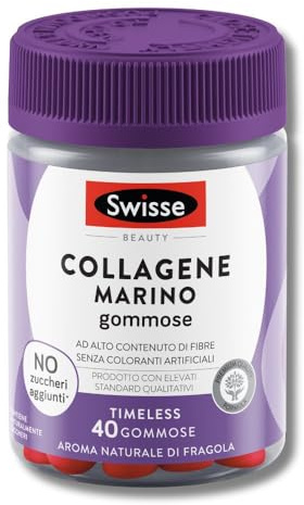 SWISSE Beauty - Collagene Marino 100% per Mantenimento Strutturale della Pelle in Salute, Integratore Alimentare Donna e Uomo con Peptidi di Collagene, 40 Pastiglie Gommose, Aroma Naturale di Fragola