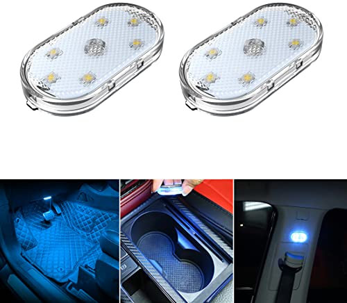 2 PCS Eclairage intérieur de Voiture, Eclairage d'ambiance Bleu glacé pour l'intérieur de la Voiture,lumière de Lecture intérieure de Rechargeable USB