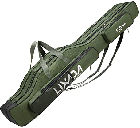 HUIOP 130 cm / 150 cm Borsa da pesca a tre strati portatile pieghevole canna da pesca mulinello Tackle Tool Carry Case Carrier Travel Bag,Borsa per attrezzatura da pesca