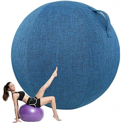 55Cm/65Cm/75Cm Yogaball Bezug Mit Griff Faltbarer Stoffbezug Für Gleichgewicht Baumwolle Leinen Gymnastikball-Abdeckung Für Fitnessball Pilates Büroball Balanceball,005,55cm/21.65inch