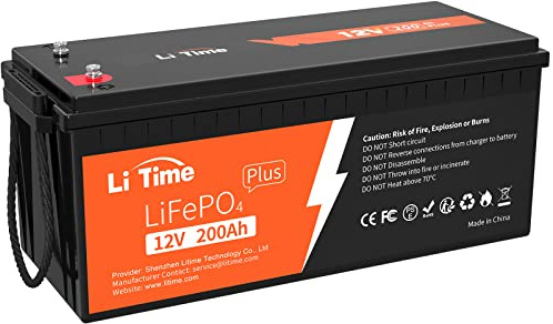 LiTime 12V 200Ah PLUS LiFePO4 Batteri, LiFePO4 Litiumbatteri Med 200A BMS, 4000+ Cykler, 10 års Livslängd, Litiumjärnfosfat-batteri är Lämpligt För Solenergisystem Och Energilagring För Hushåll