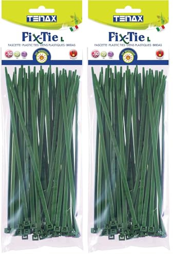 Tenax Fix-Tie L Bridas de Plástico Multiusos, tamaño: 20 cm, Verde, Paquete de 100 Unidades