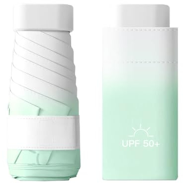 AUSDINAUTO Mini paraguas compacto plegable resistente al viento paraguas de viaje para mujeres/hombres, diseño ligero y duradero que cabe en la mochila del bolso, Verde menta degradado