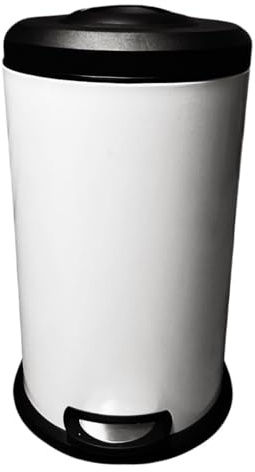 Ready Covers Premium Steel Garbage Trash Can Wastebasket + Built in Compression System + Inner Liner and Foot Pedal - White (40L/13Galloon)