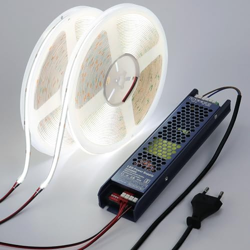BENLUN COB LED List 24V 20m med Nätaggregat, Ledlist Belysning Inomhus