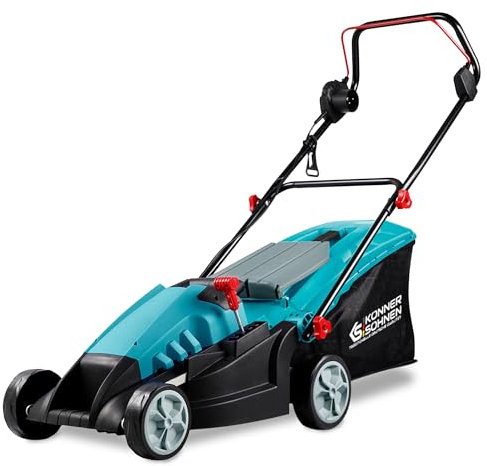 K&S Könner&Söhnen KS 38LM-BL rasenmäher Elektro 1400 W, Leerlaufdrehzahl 3000 U/min, Lawn Mower mit Schnittbreite 380 mm, elektrorasenmäher Schnitthöhe 25–65 mm, 5 Positionen, Grasfangbox 50 l