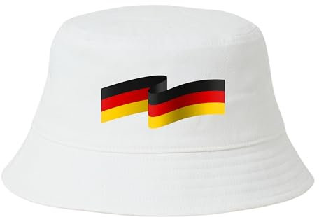 Deutschland Hut EM Fußball 2024 Herren Damen Anglerhut Fischerhut Bucket Hat Europameisterschaft Germany Fanartikel DE Public Viewing EM Deko Kappe Mütze Männer Frauen Fussball weiß wehnde Fahne