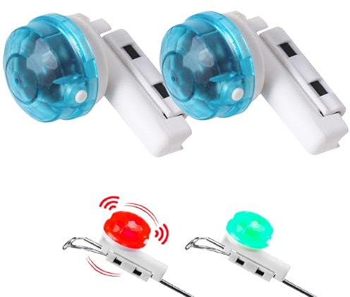 GZWY Lot de 2 détecteurs de touche pour la pêche - LED Light-Strike - Avec détecteur de mouvement - Avec détecteur de touche - Veilleuse - Alarme de touche pour la pêche
