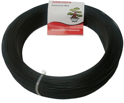 Alambre de aluminio anodizado para bonsáis, 500 g, 1 mm - 5 mm de diámetro, color negro (Ø3 mm)