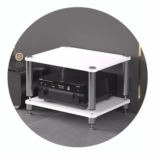 HiFi-Audio-Schrank mit 4 Schichten und stoßdämpfenden Füßen für Streaming-Geräte, weißes Audio-Rack für Audio-Video-Komponenten