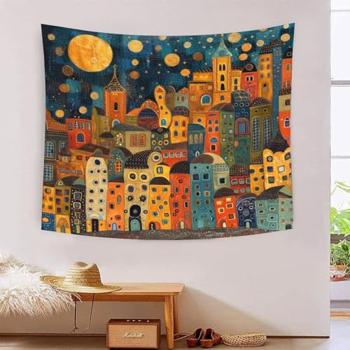 RBGKZVYUM La ville 3D Effet Tapisserie Décoration Murale Tapisserie Murales Décoration Murale En Tissu Pour La Chambre À Coucher Le Salon Le Dortoir Tenture Murale 180cmx230cm
