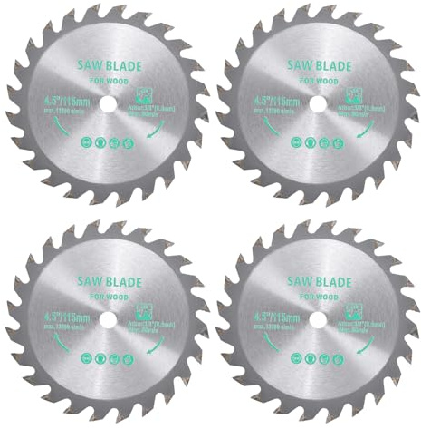 Kozelo 4pcs Circular Saw Blade - [4-1/2 Inch x 24 Teeth x 3/8 Inch Arbor] Tungsten Carbide Tipped Table Miter Saw Blades for Wood Aluminum Soft Metal Use | Silver Tone