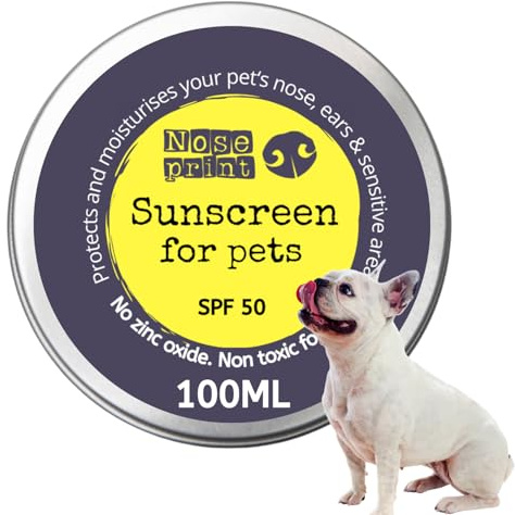 Noseprint SPF 50 Sonnencreme für Haustiere | Sonnenschutz für Haustiere 100 ML | Feuchtigkeitsspendende Sonnencreme für Hunde und Katzen, Ungiftige Formel Hundenase | Hundepfotenbalsam
